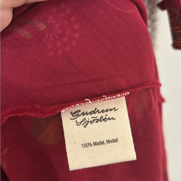 Gudrun Sjoden Long Sleeve Floral Maxi Dress Berry Red Size Medium - Picture 4 of 4